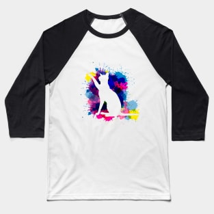 Splatter Cat, Colorful kitty, cat lover, kat silhouette Baseball T-Shirt